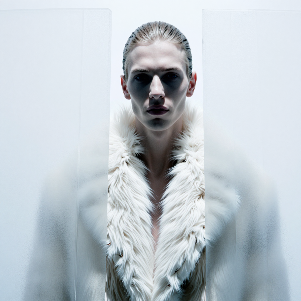 Fashion portrait in a white frozen set
