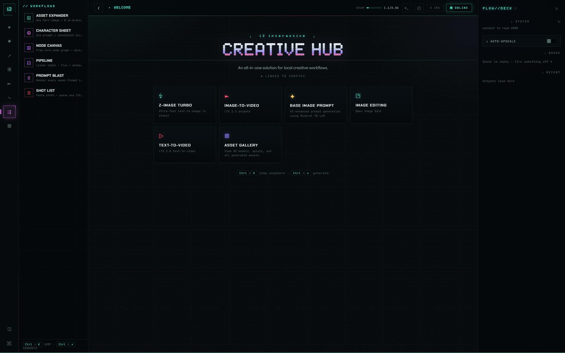 The i2 Creative Hub interface